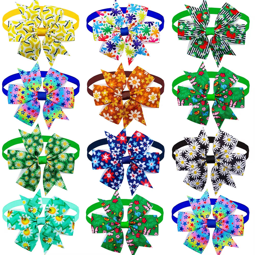 50PCS Adorable Summer Bow Ties for Small Dogs - Stylish Grooming Hair Bows & Accessories for Your Furry Friend!