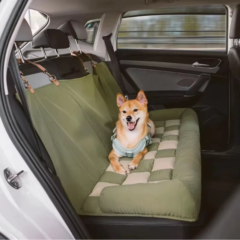 Luxury Faux Leather Dog Car Seat Booster - Double Seat Pet Bed with Safety Buckle