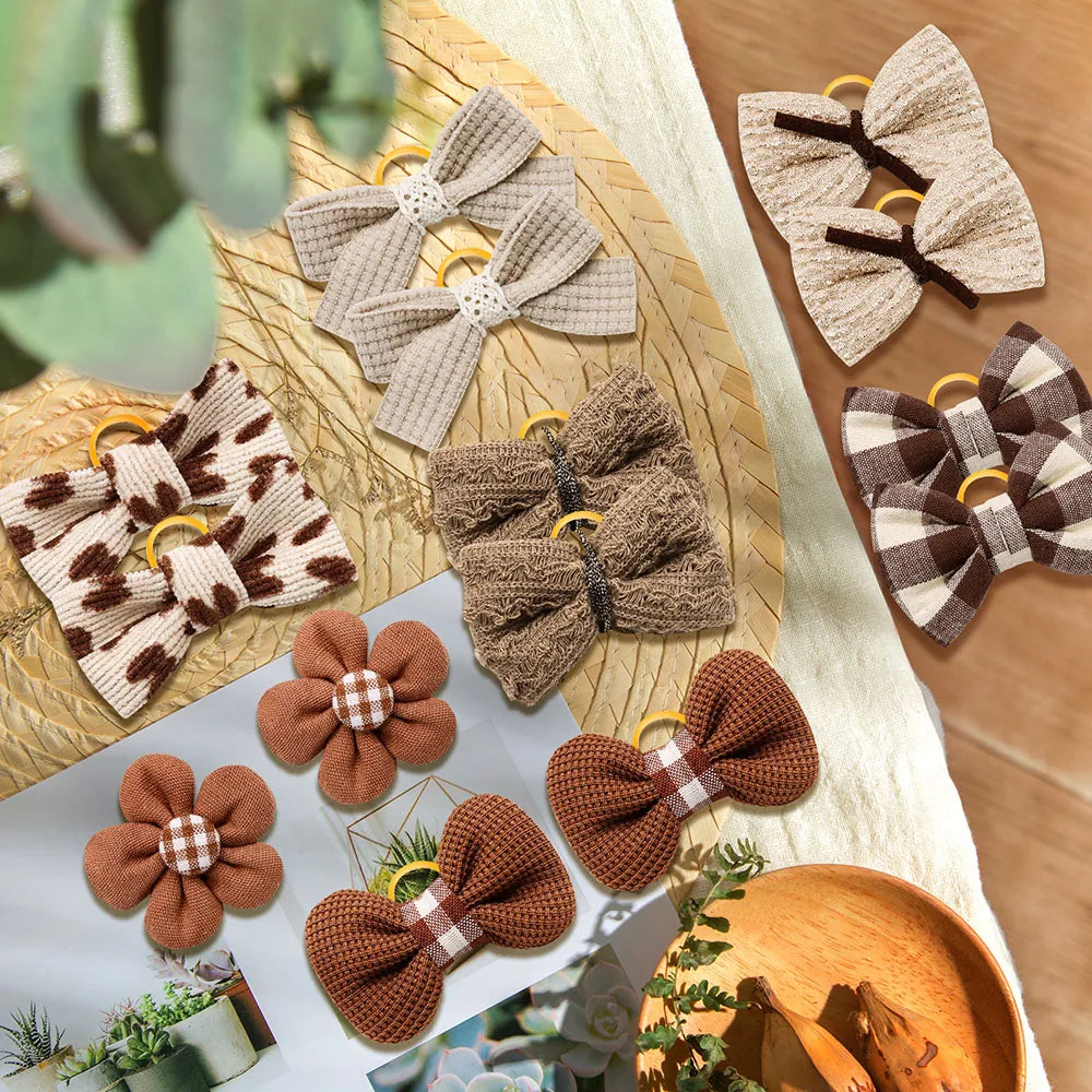 Cute 10PCS Dog Hair Bows with Rubber Bands - Adorable Grooming Accessories for Small Dogs and Cats