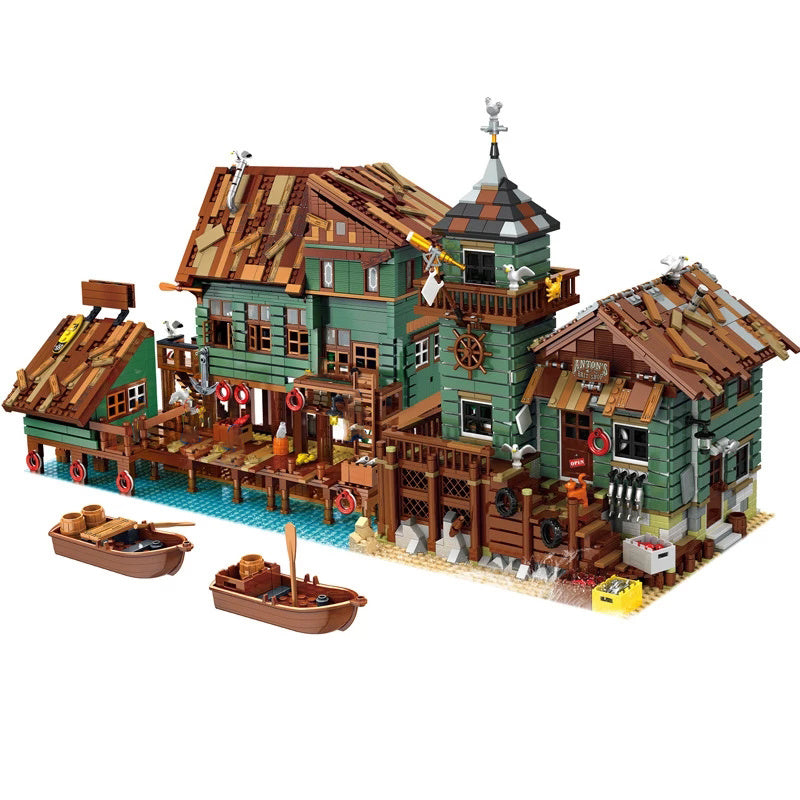 Blocks Bricks Old Fishing House Series Captain's Wharf Toys For Kids Christmas Gifts