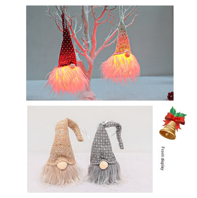 Christmas Decorations Forest Elderly Pendant With Lights Faceless Doll Light-emitting Small Hanging Tree Ornaments