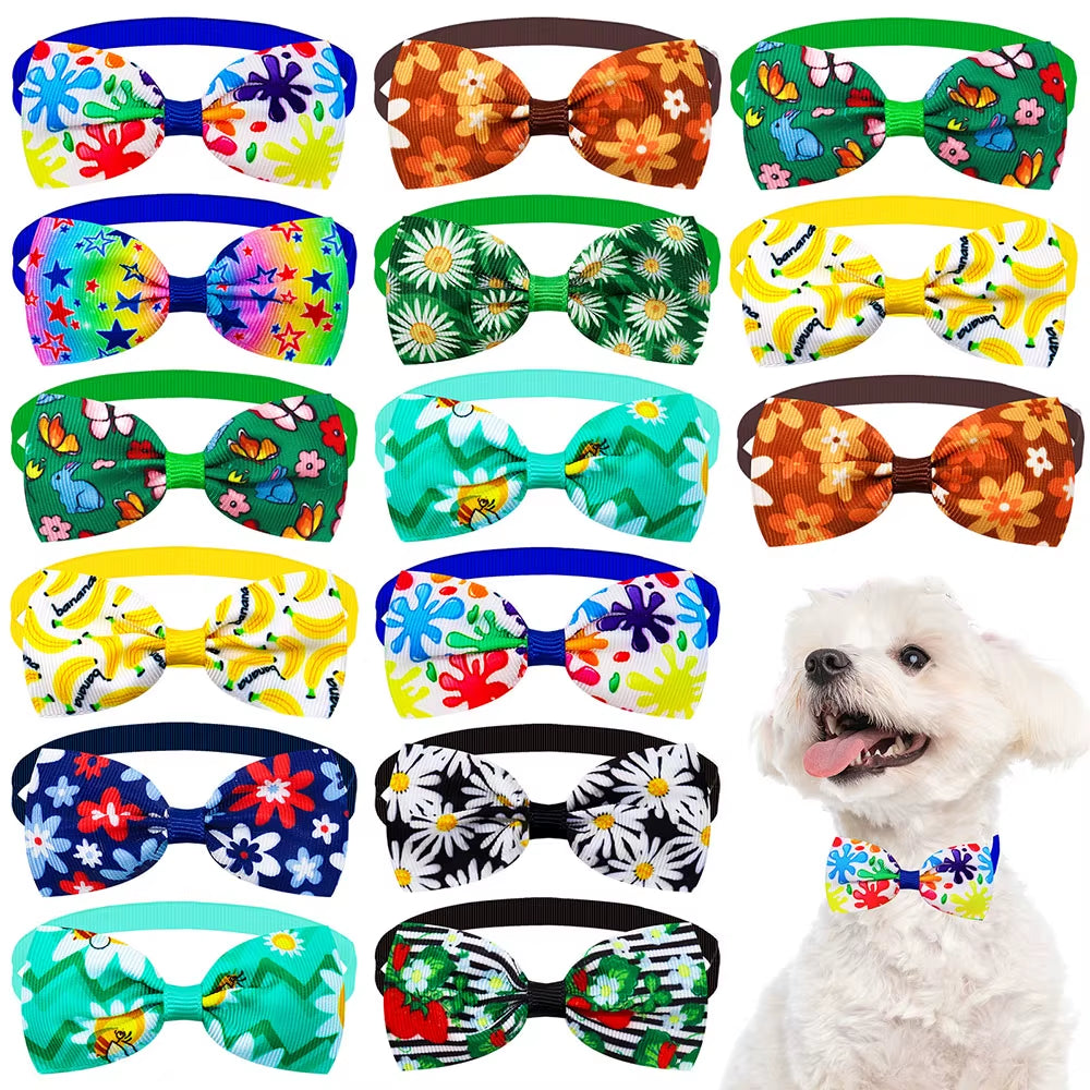 50PCS Adorable Summer Bow Ties for Small Dogs - Stylish Grooming Hair Bows & Accessories for Your Furry Friend!
