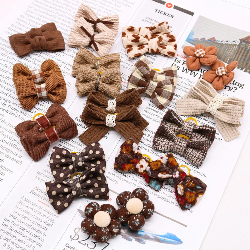 Cute 10PCS Dog Hair Bows with Rubber Bands - Adorable Grooming Accessories for Small Dogs and Cats