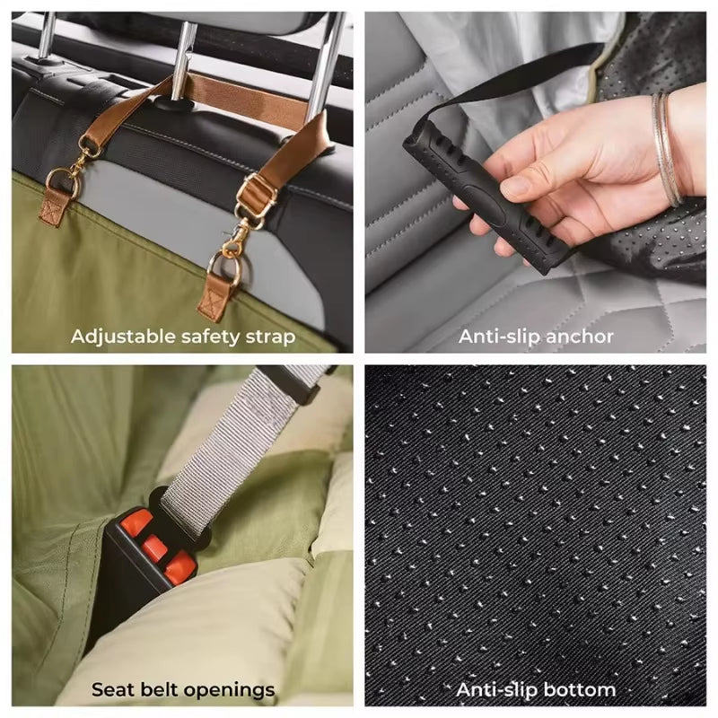 Luxury Faux Leather Dog Car Seat Booster - Double Seat Pet Bed with Safety Buckle