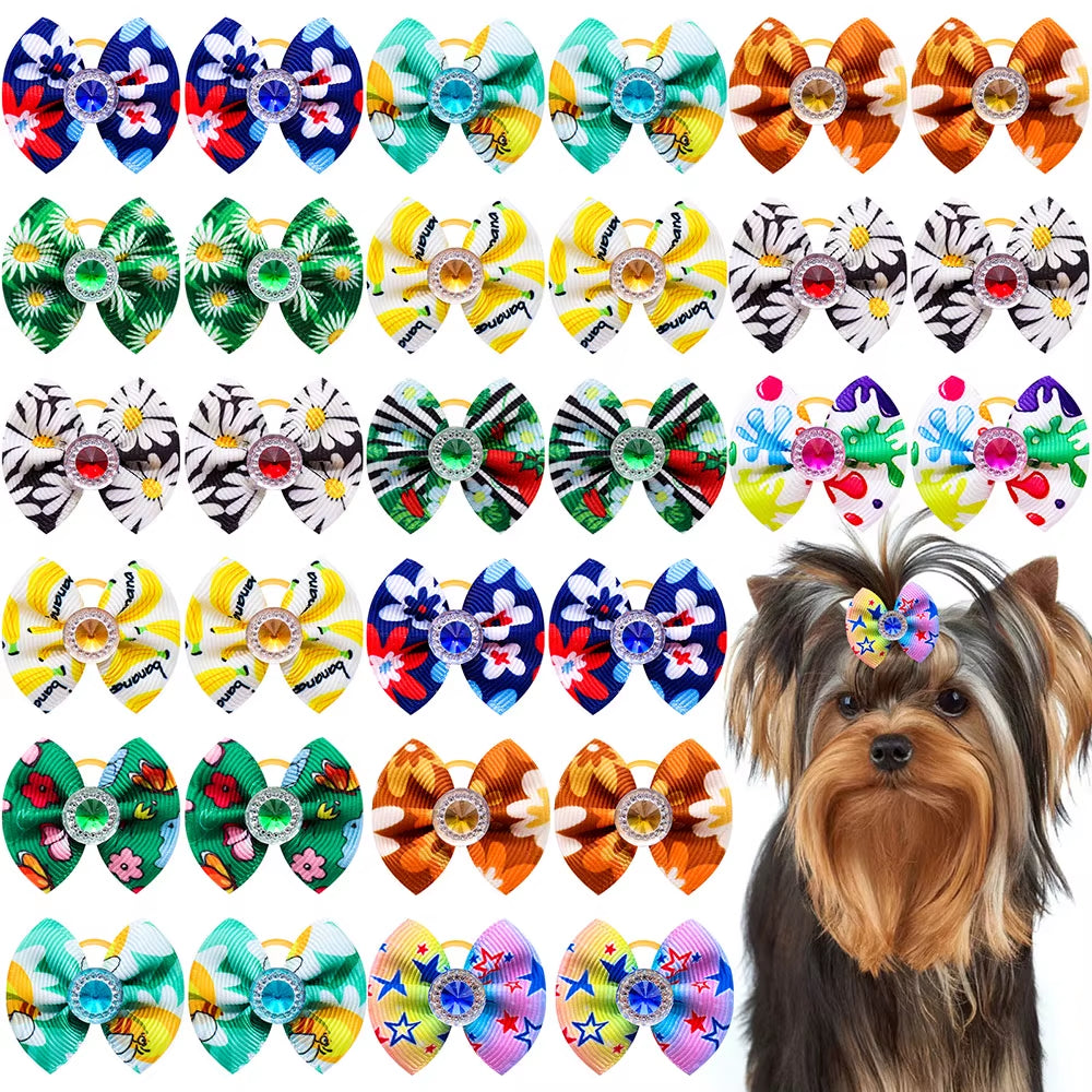50PCS Adorable Summer Bow Ties for Small Dogs - Stylish Grooming Hair Bows & Accessories for Your Furry Friend!