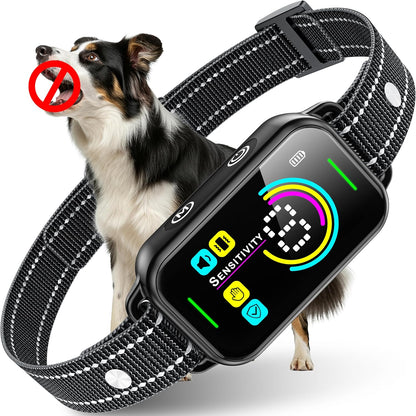 Smart Rechargeable Bark Collar for All Dog Sizes - Adjustable Sensitivity & Beep Function - Anti-Barking Training Solution (Dark Black)