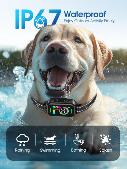 Smart Rechargeable Bark Collar for All Dog Sizes - Adjustable Sensitivity & Beep Function - Anti-Barking Training Solution (Dark Black)