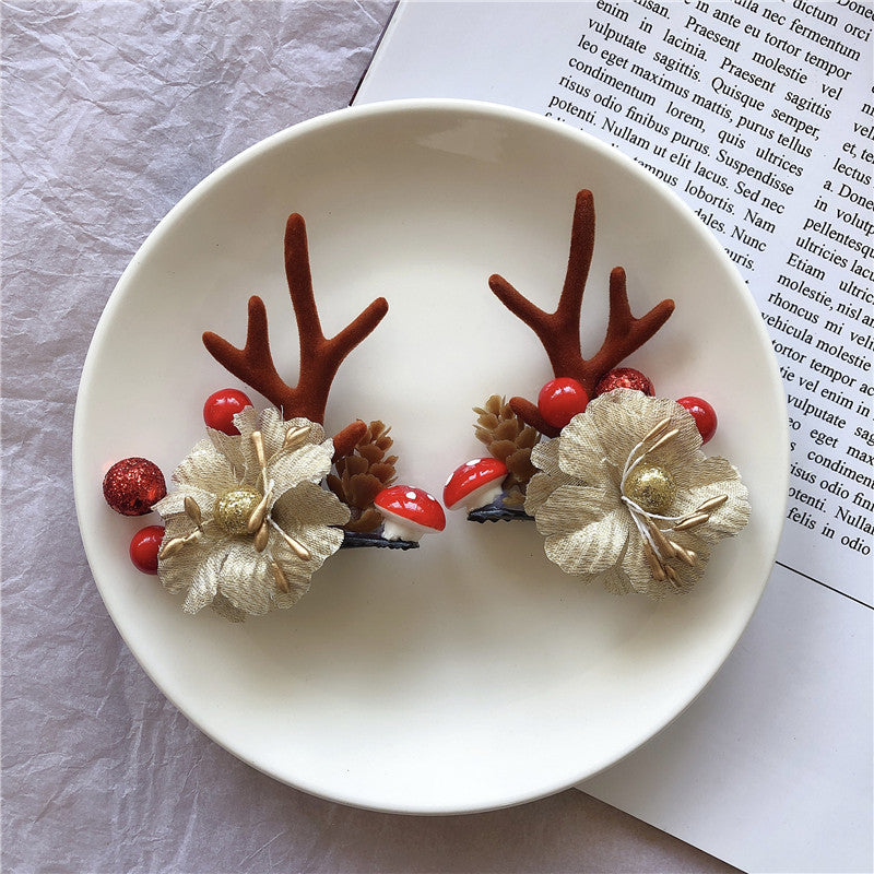 Christmas Hair Accessories Antler Hairpin Girl Top Clip Headdress