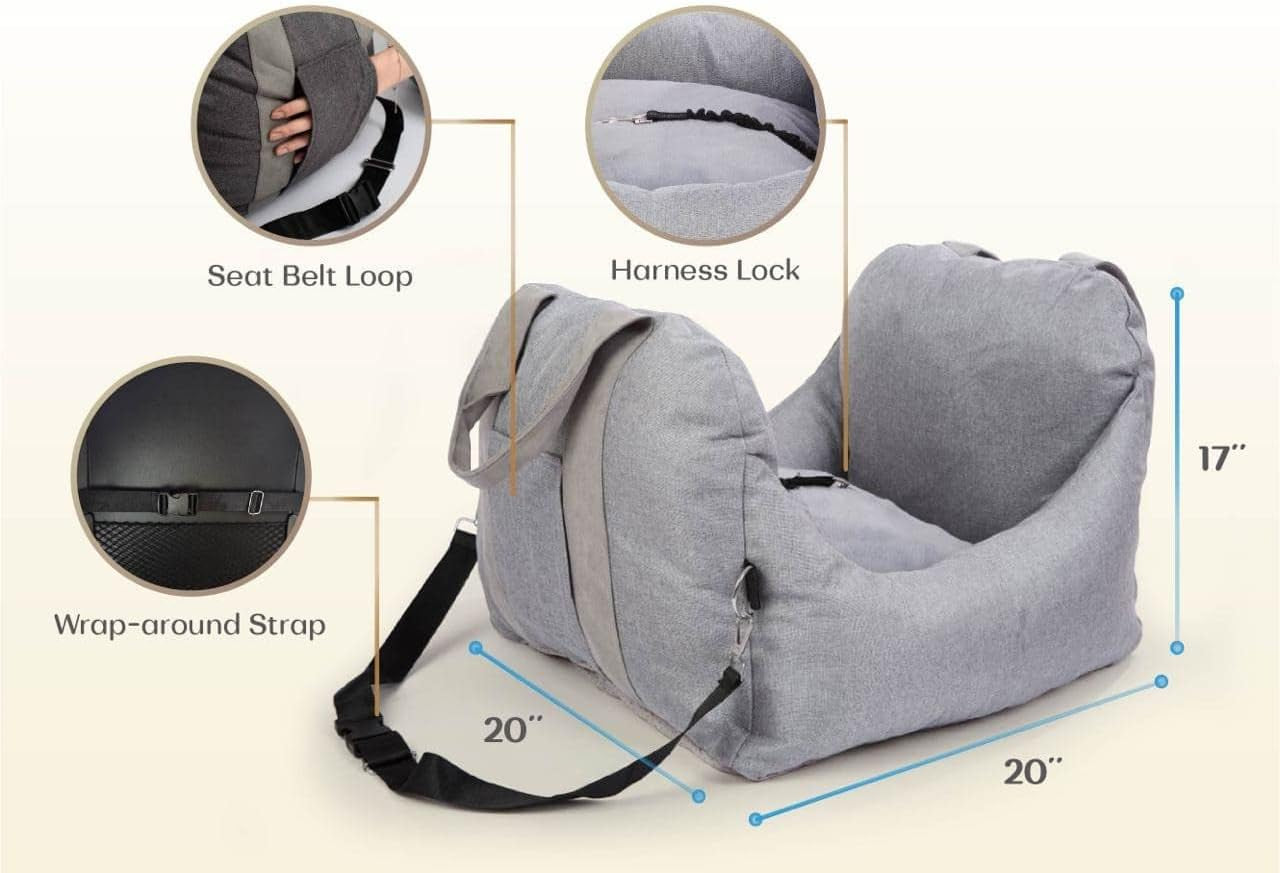 Cozy Pup Travel Booster Seat - Safe & Comfortable Car Bed for Small to Medium Dogs