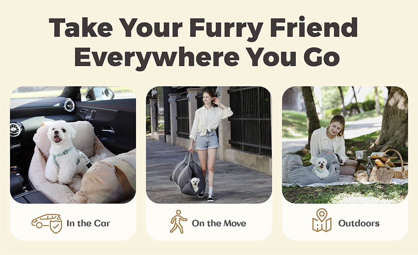 Cozy Pup Travel Booster Seat - Safe & Comfortable Car Bed for Small to Medium Dogs