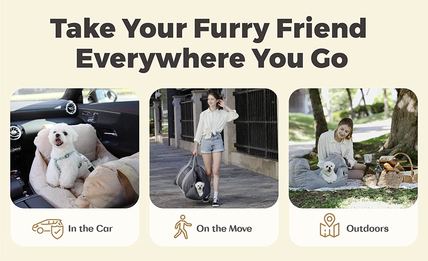 Cozy Pup Travel Booster Seat - Safe & Comfortable Car Bed for Small to Medium Dogs